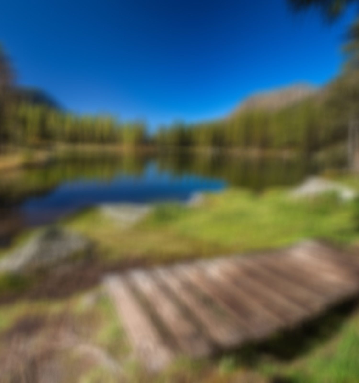 paysage avec montagne et lac flou
